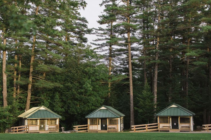 Camp cabins across the lawn